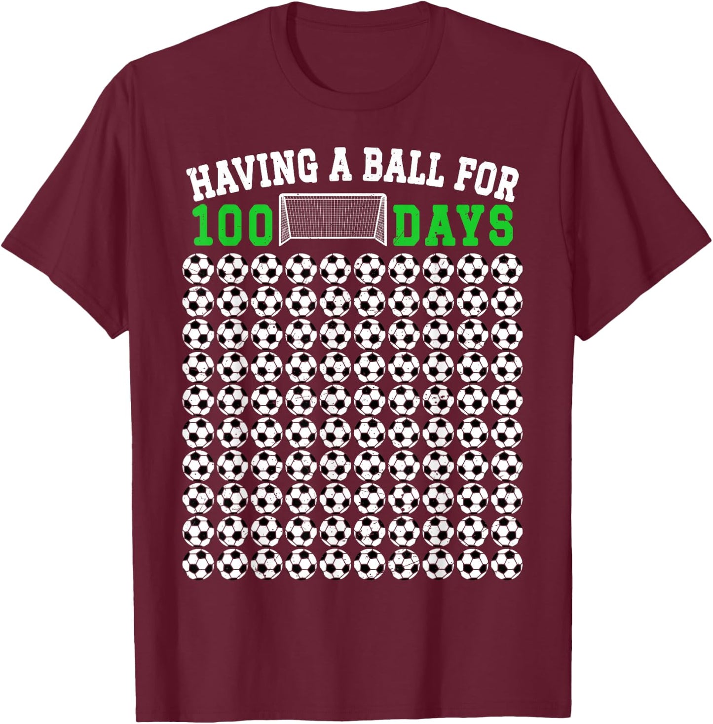 100 Days Of School Soccer 100th Day Of School For Boys Kids T-Shirt - T-Shirt | Maroon