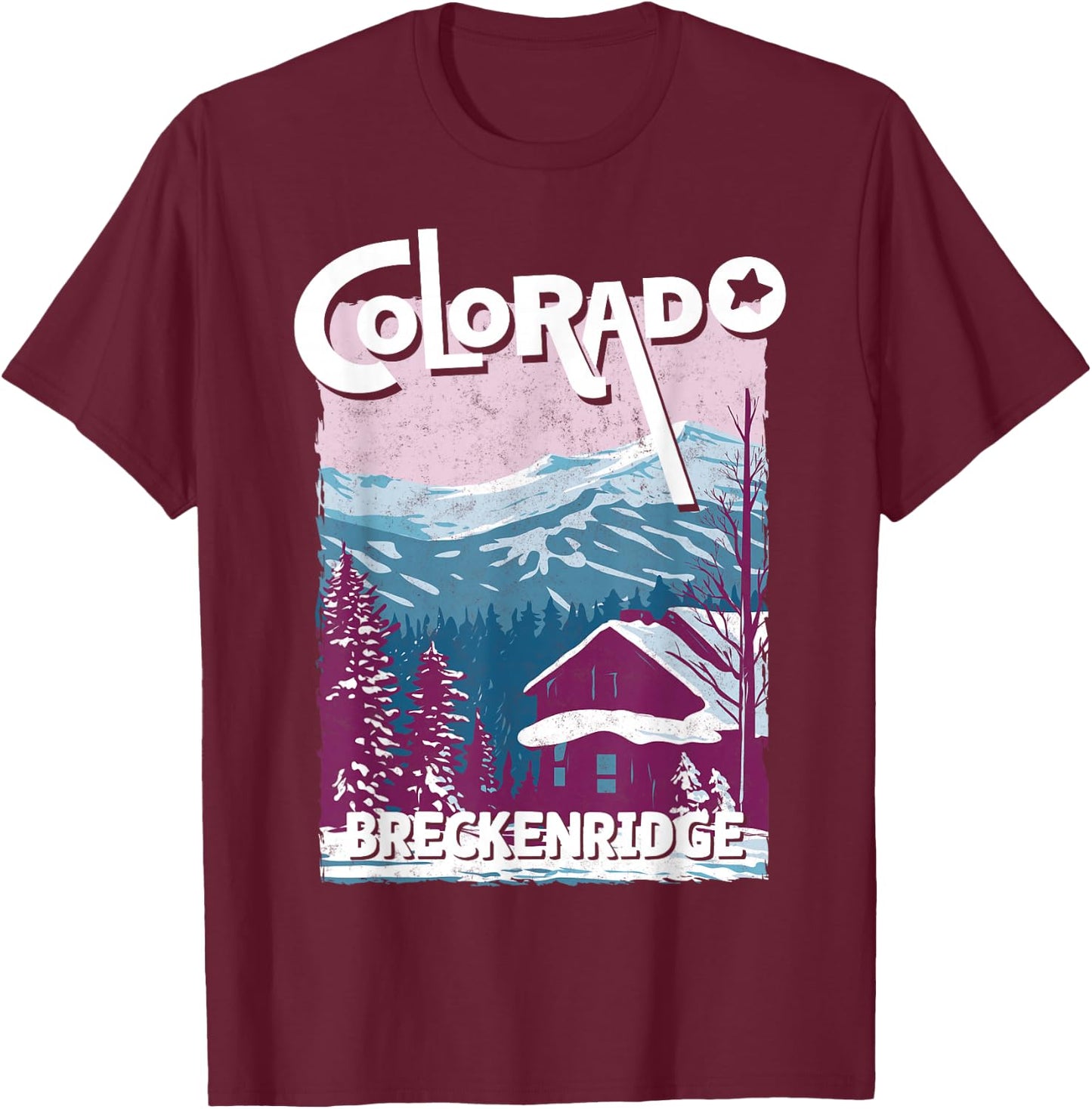 Breckenridge Colorado Mountain State Rocky Mountains Skiing T-Shirt - T-Shirt | Maroon