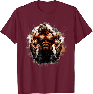 Grizzly Bear Gym Wear Bodybuilding Trainingsmotivation T-Shirt - T-Shirt | Maroon