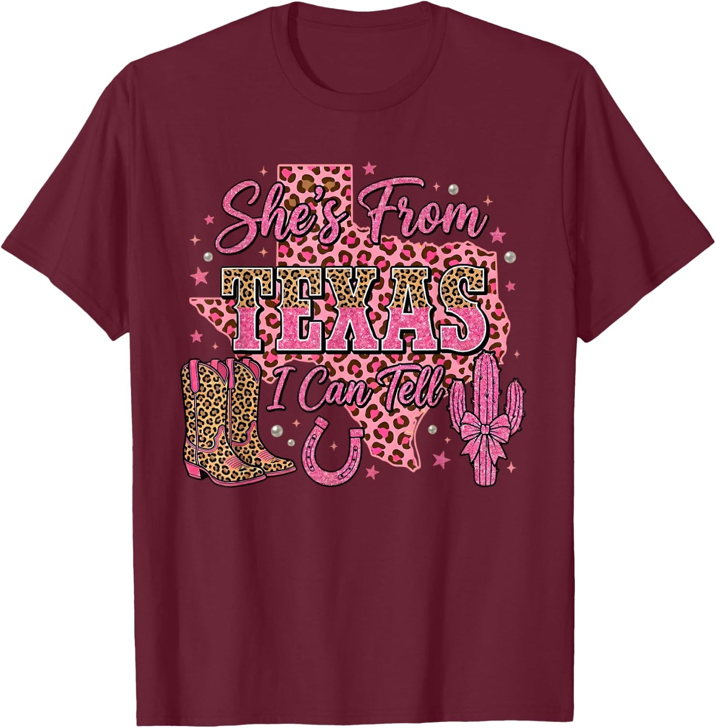 She's from Texas I Can Tell Retro Vintage Texas's Girl Roots T-Shirt - T-Shirt | Maroon