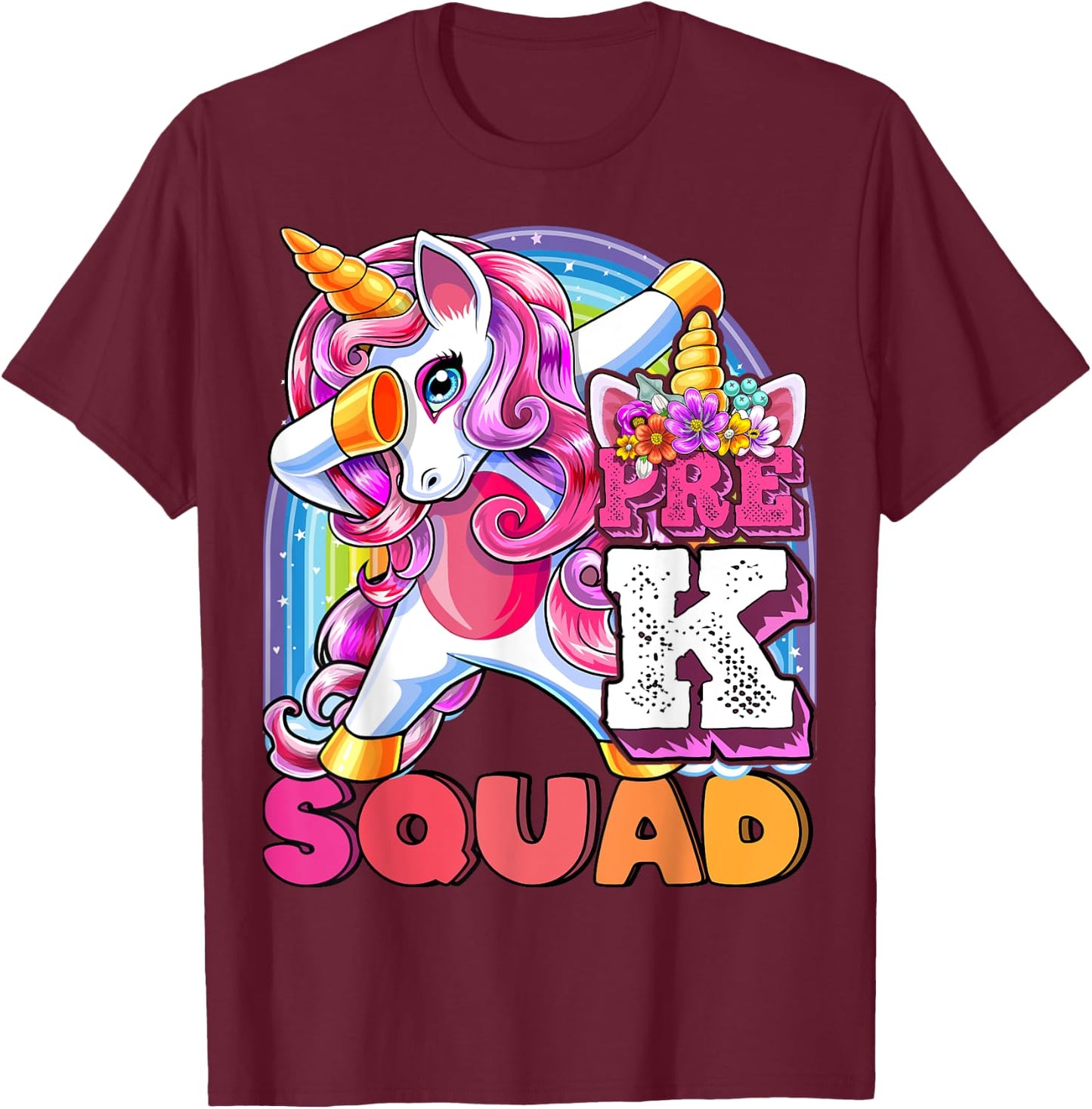 Pre-K Squad Dabbing Unicorn Back to School Girls Gift T-Shirt - T-Shirt | Maroon