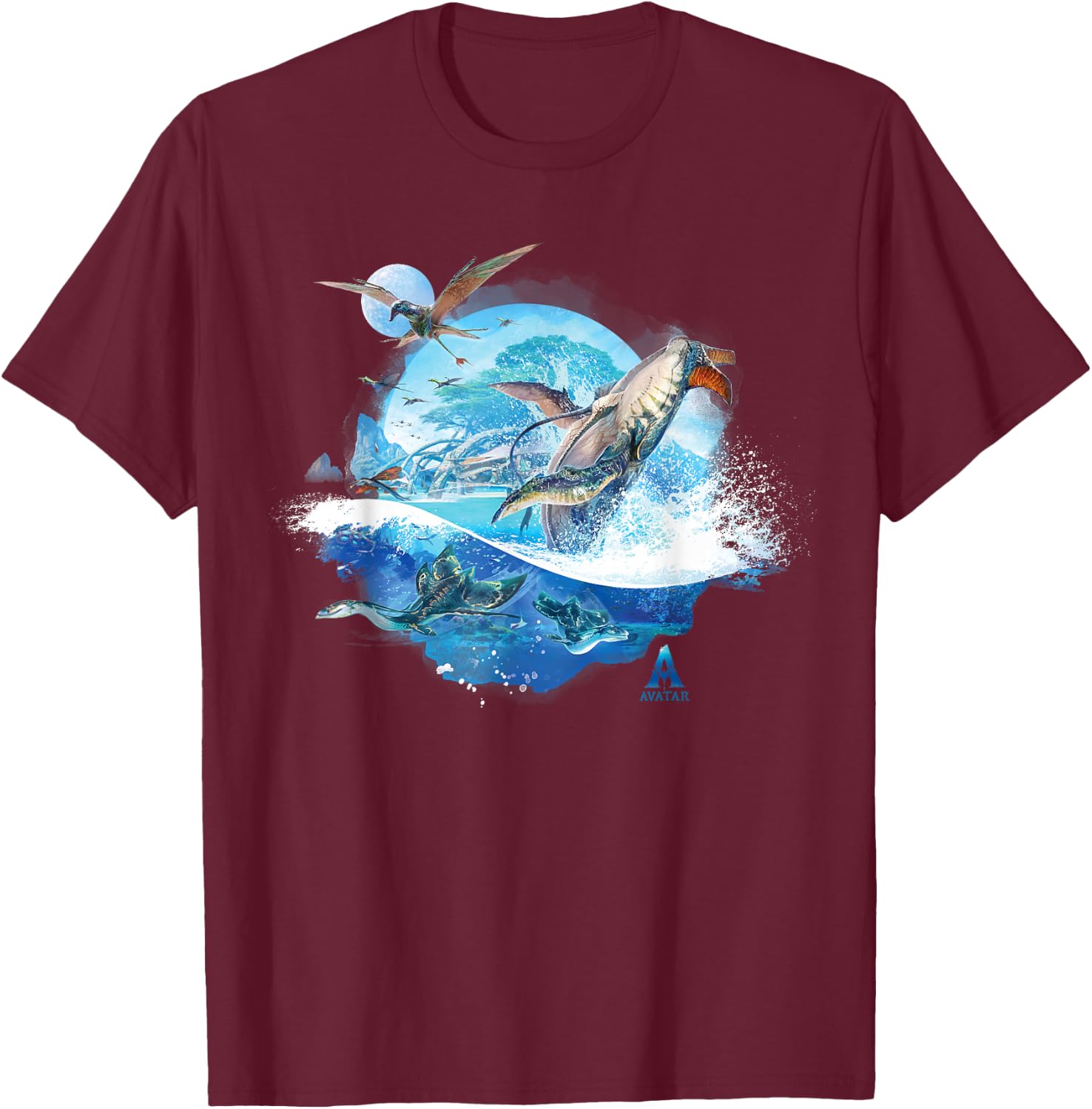 Avatar: The Way of Water Creatures of Sea and Sky , black T-Shirt - T-Shirt | Maroon