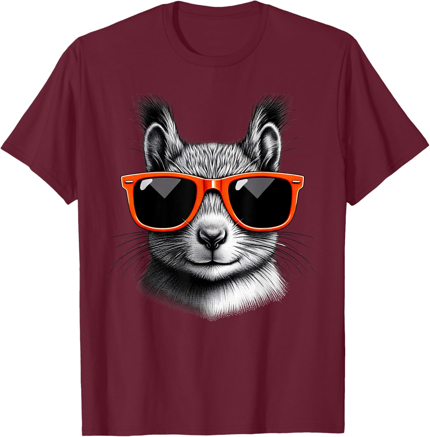 Cool Squirrel Wearing Sunglasses Graphic Art T-Shirt - T-Shirt | Maroon