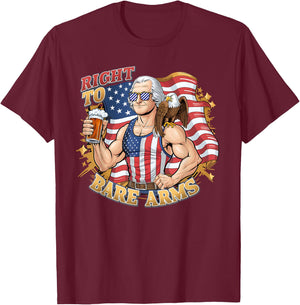 George's Right To Bare Arms 4th Of July Gym Workout Graphic Women Men T-Shirt - T-Shirt | Maroon