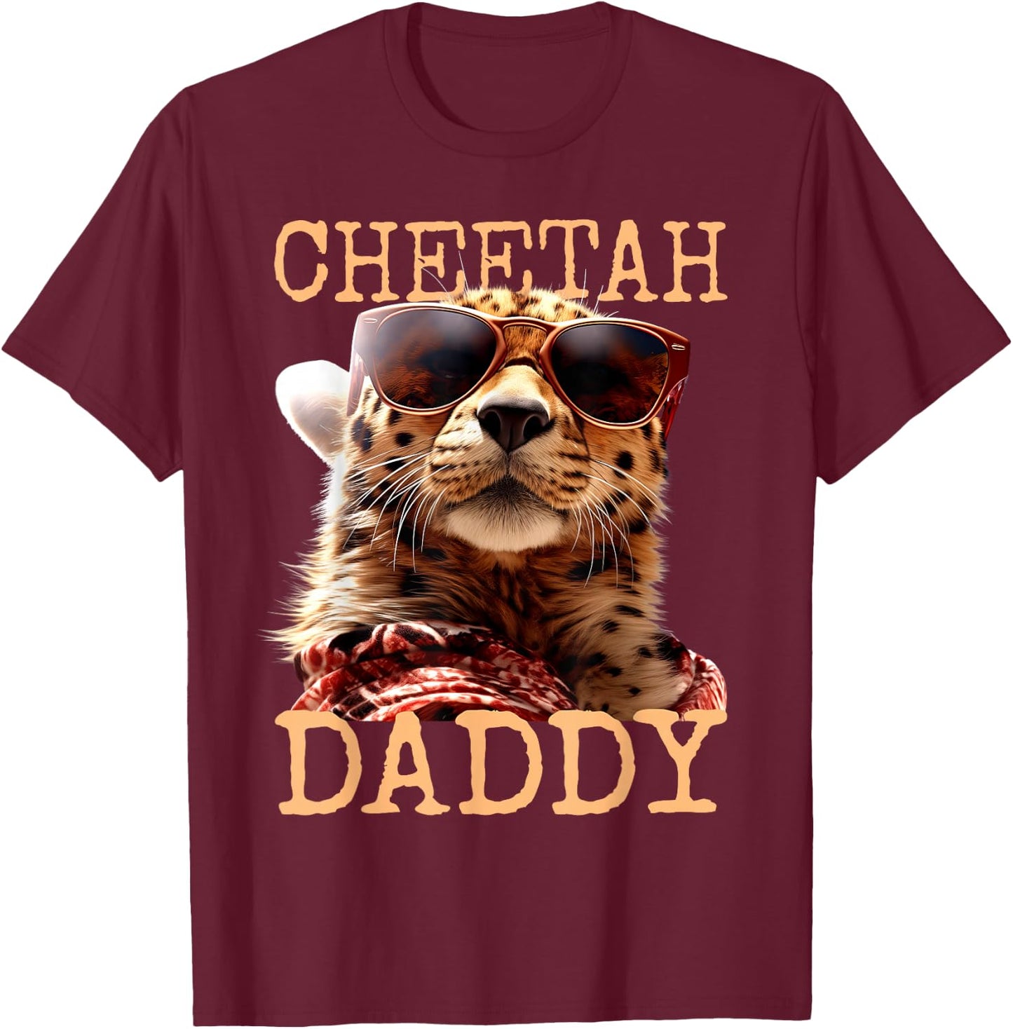Cheetah Daddy Papa Fathers Day Wild Cat Dad Cheetahs Father T-Shirt - T-Shirt | Maroon