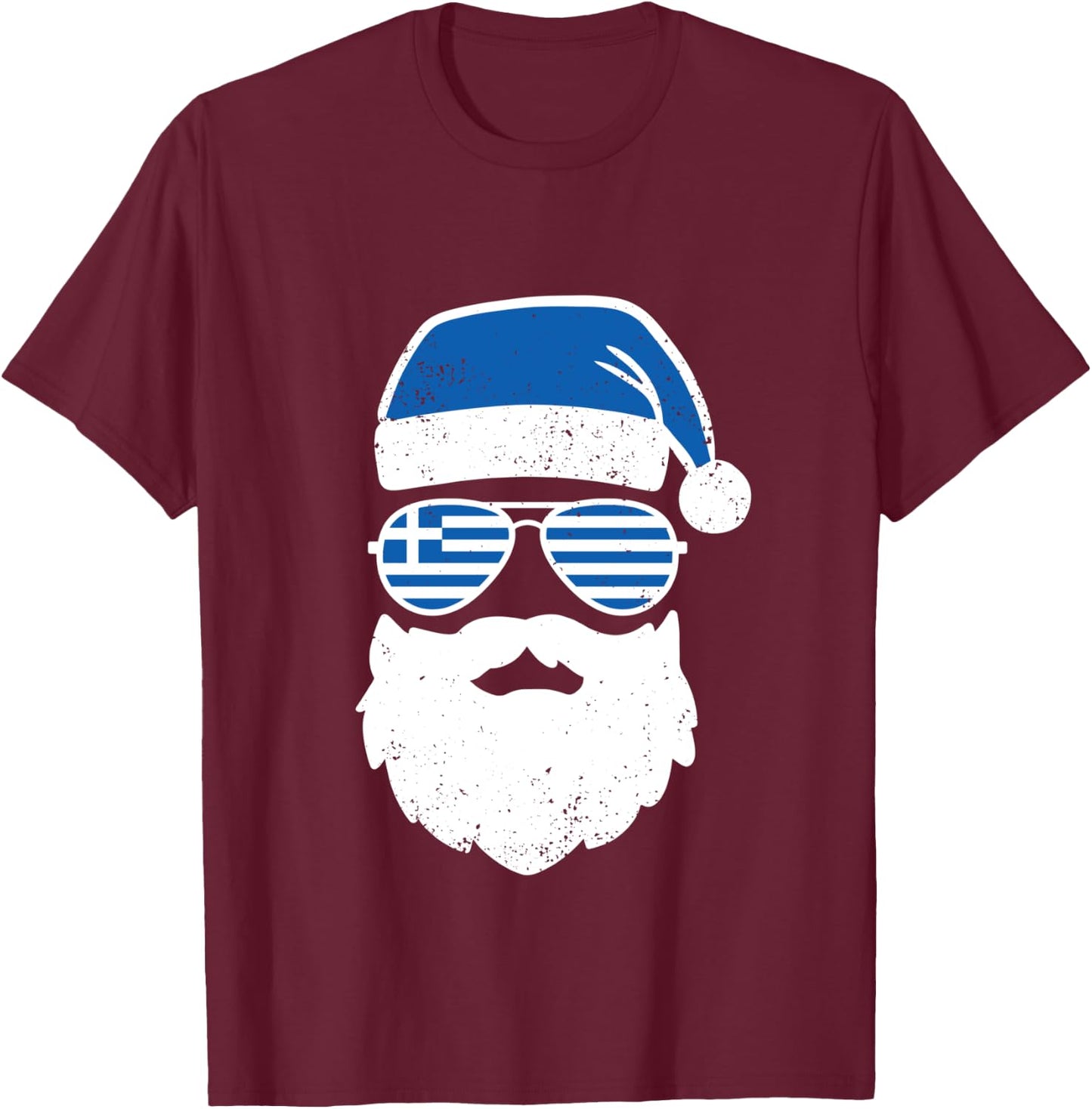 Greek Orthodox Christmas Santa Claus Greece Flag Greek T-Shirt - T-Shirt | Maroon