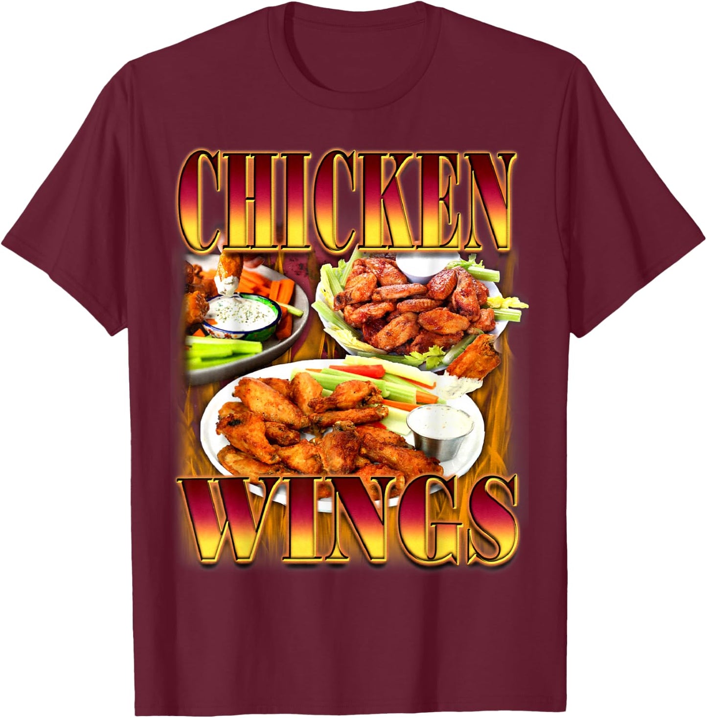 Wing Lover Bootleg Rap CDs Aesthetic 90s Funny Chicken Meme T-Shirt - T-Shirt | Maroon