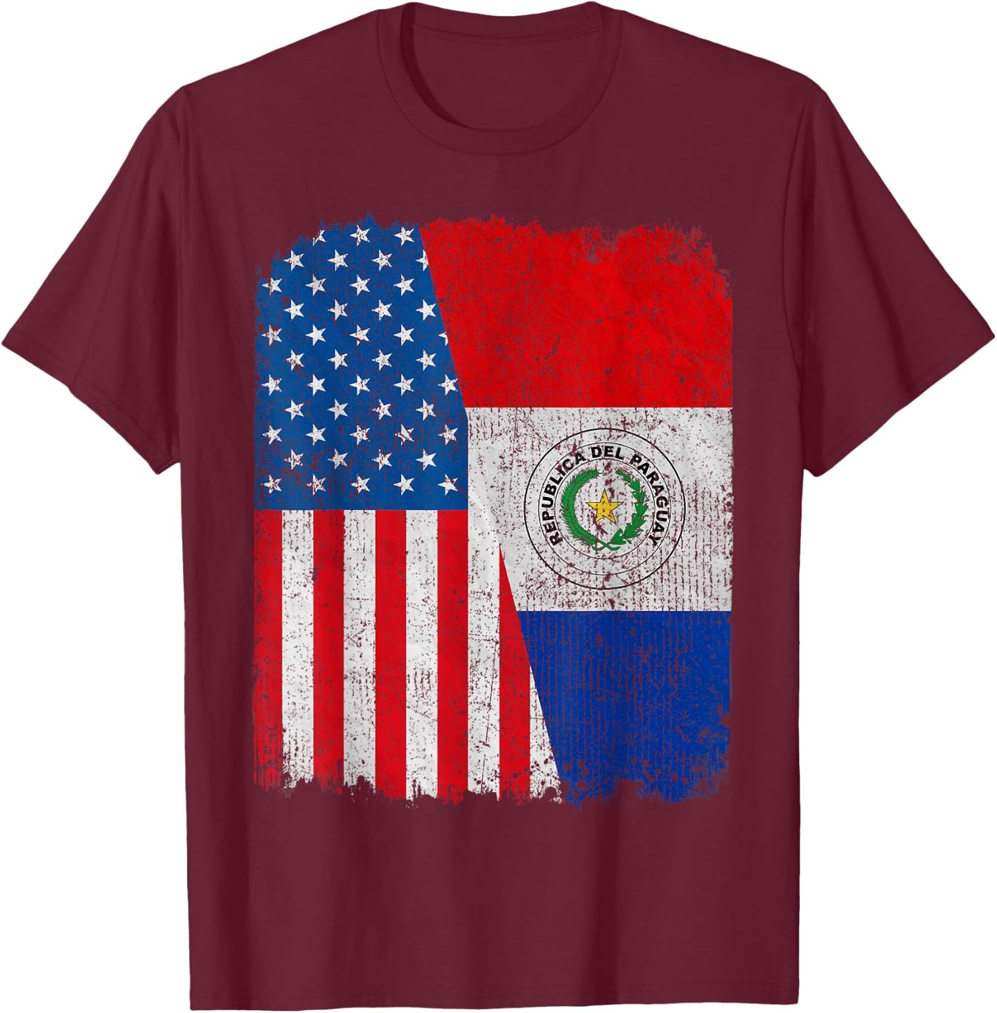 Paraguayan American Flag Half USA Paraguay Root Proud T-Shirt - T-Shirt | Maroon
