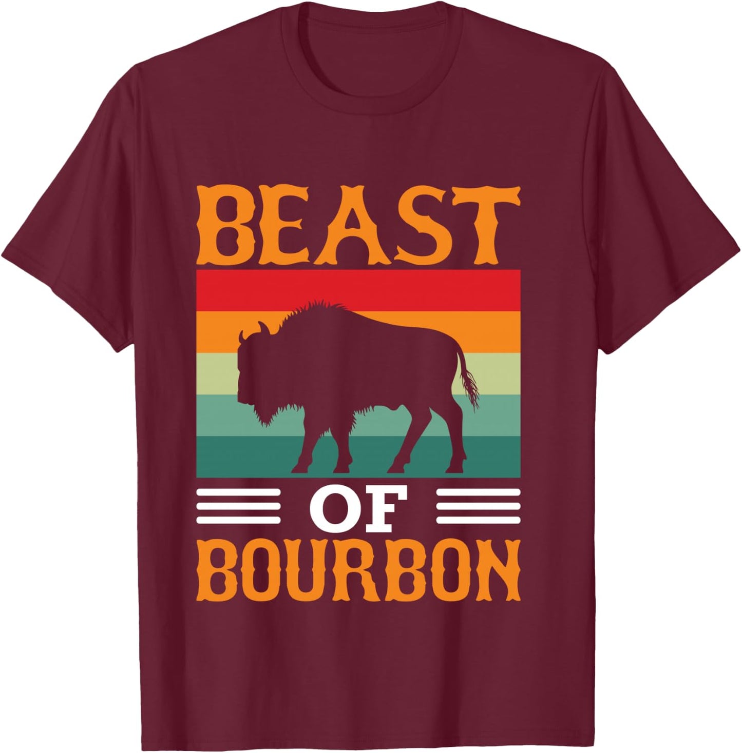 Beast of Bourbon Whiskey and Buffalo Lover T-Shirt - T-Shirt | Maroon