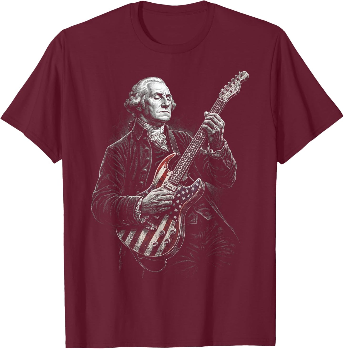 George Washington Guitar T-Shirt - T-Shirt | Maroon