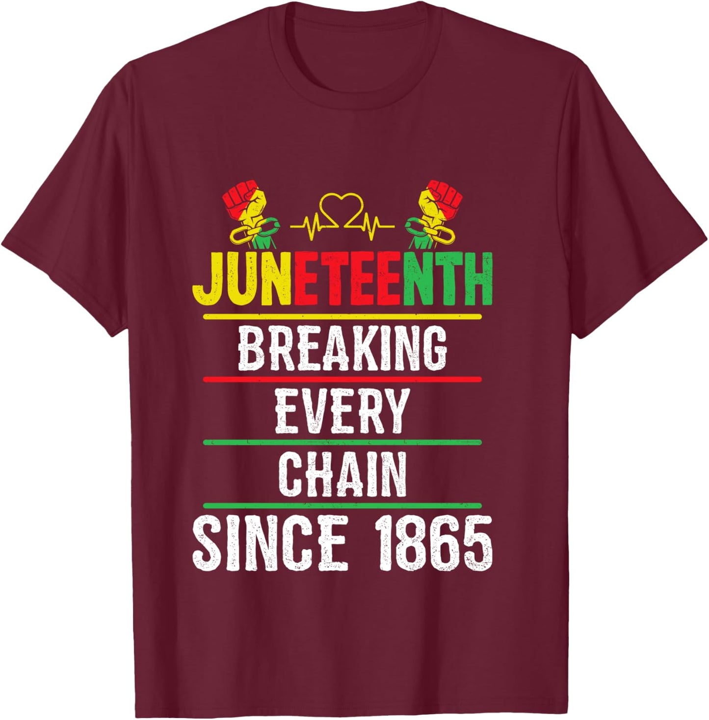 Breaking Every Chain Since 1865 Women Men Juneteenth Freedom T-Shirt - T-Shirt | Maroon