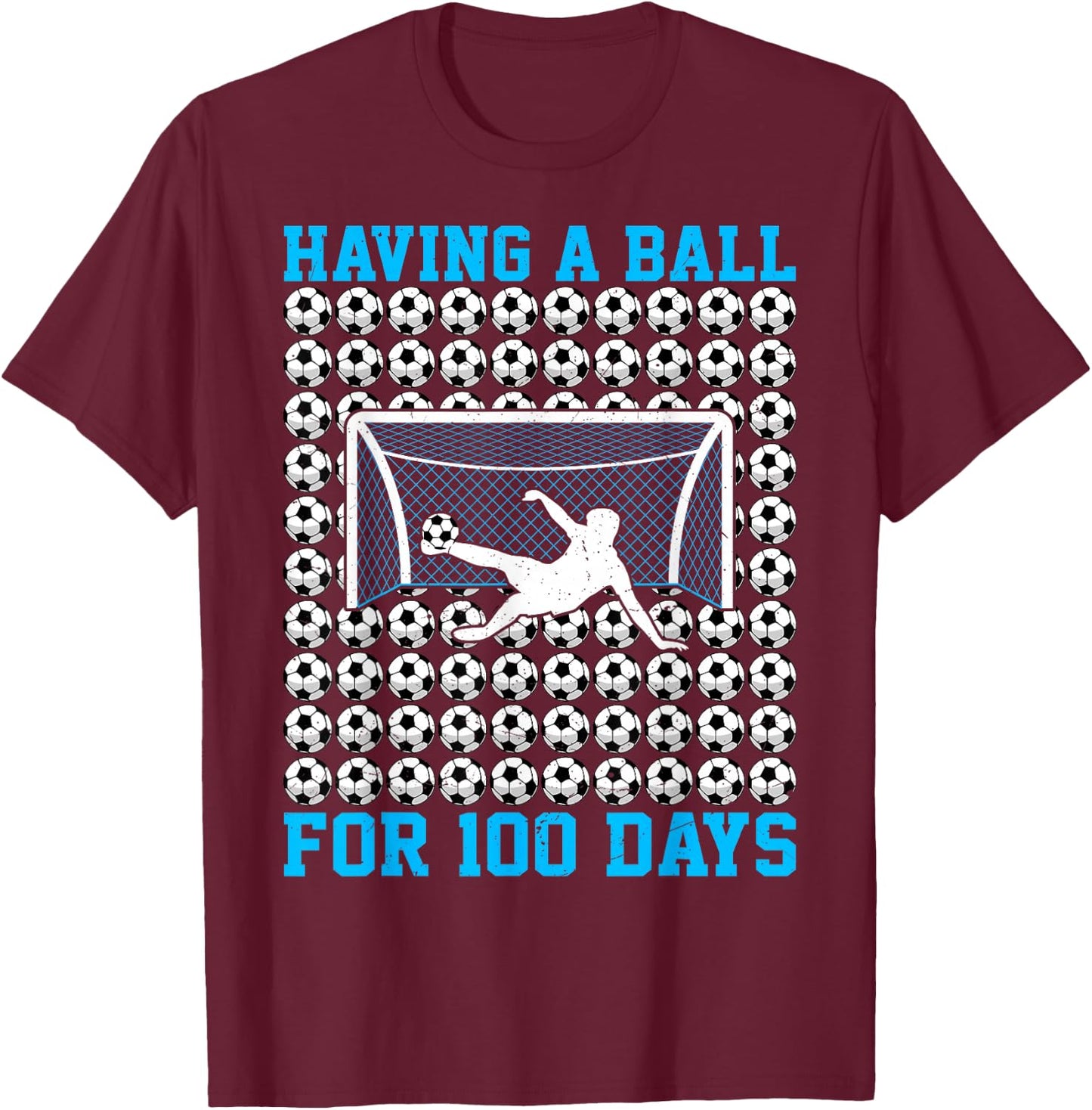 100 Days Of School Soccer 100th Day Of School For Boys Kids T-Shirt - T-Shirt | Maroon