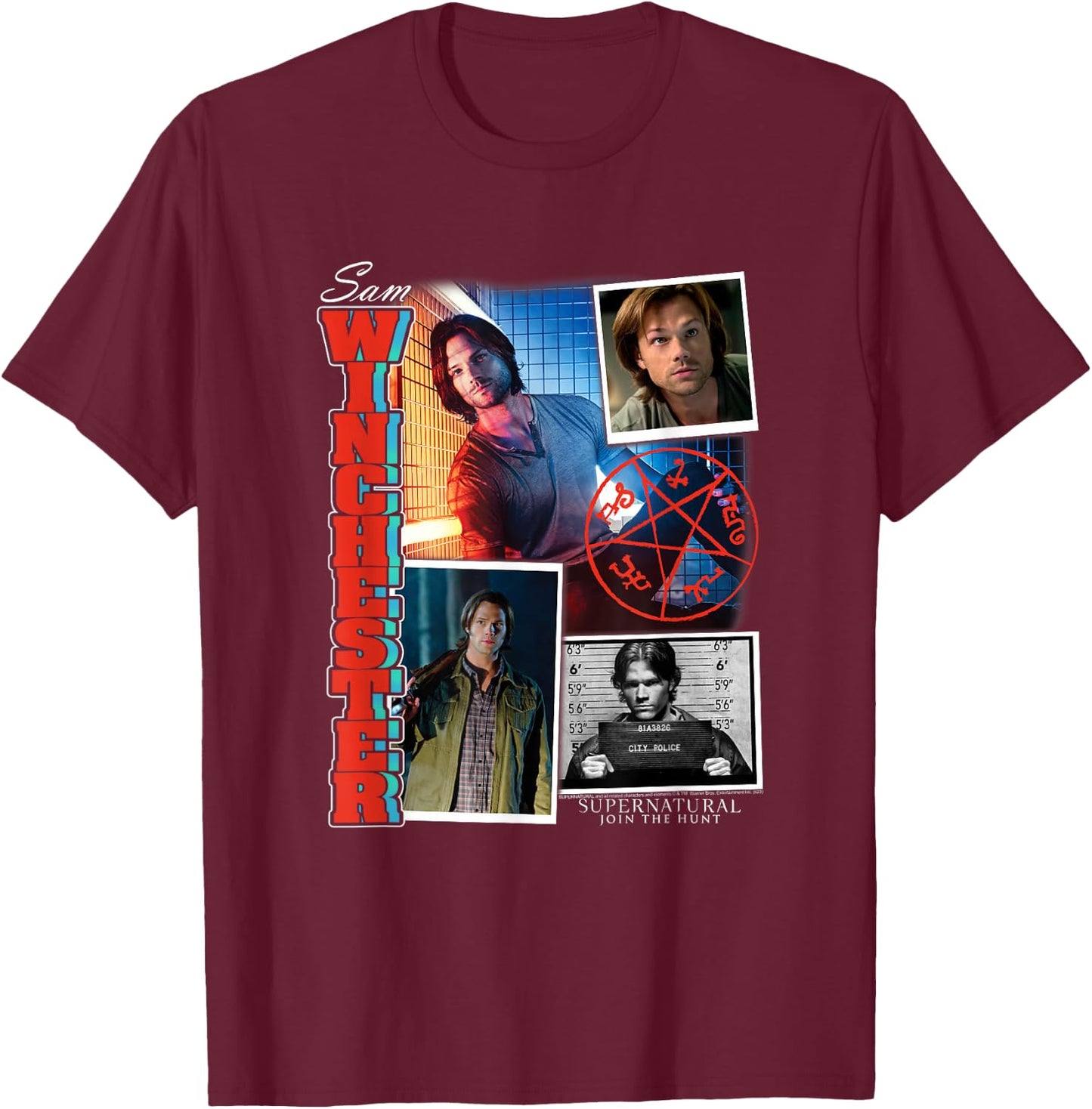 Supernatural Sam Winchester Collage T-Shirt - T-Shirt | Maroon