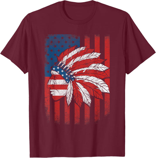 Native American Flag - USA Cherokee Indigenous People Indian Kids Men T-Shirt - T-Shirt | Maroon