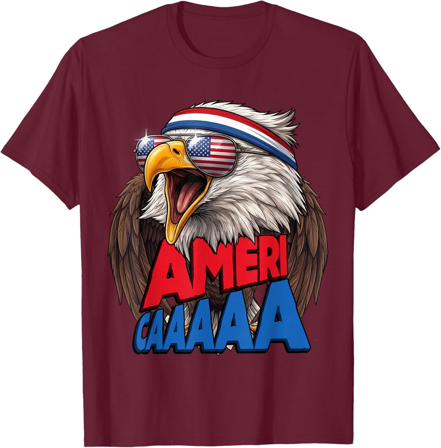 Americaaaaa Screaming Eagle Fourth of July T-Shirt - T-Shirt | Maroon
