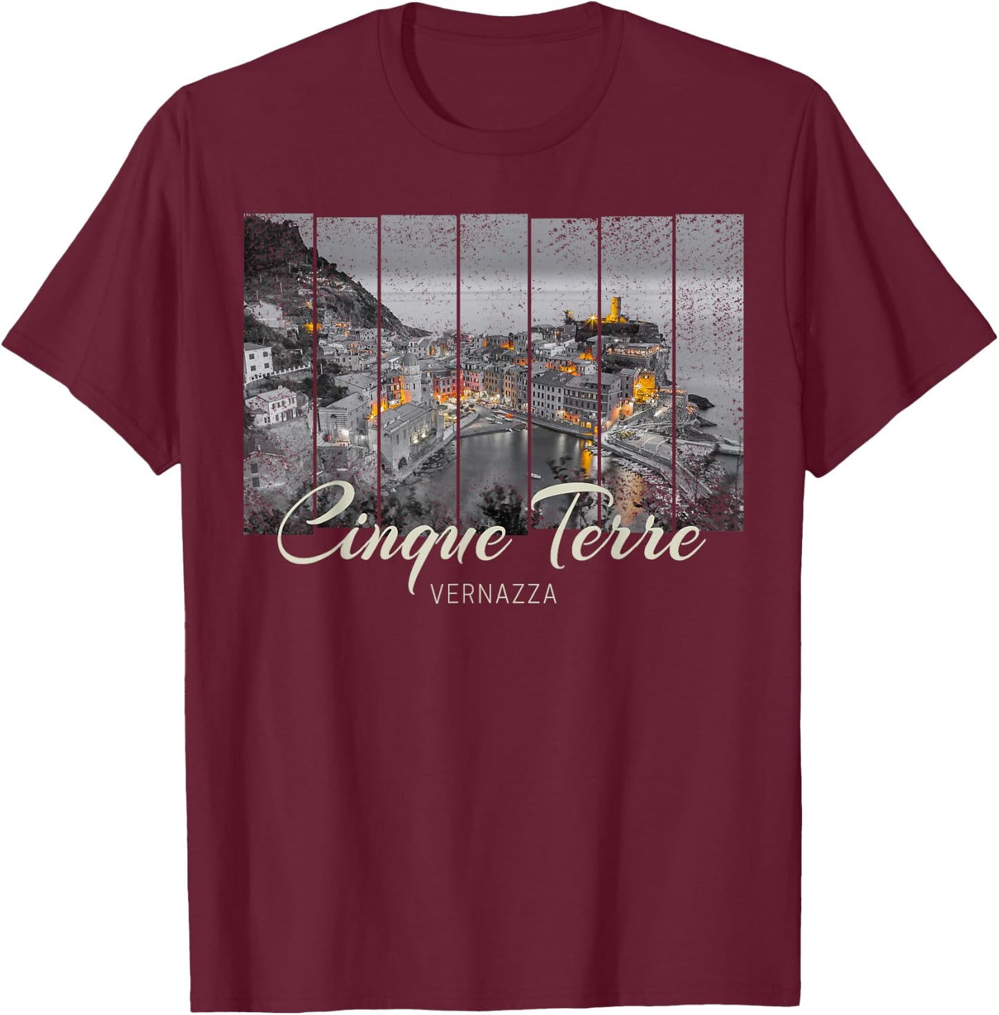 Cinque Terre Vernazza Italian vintage Souvenir T-Shirt - T-Shirt | Maroon