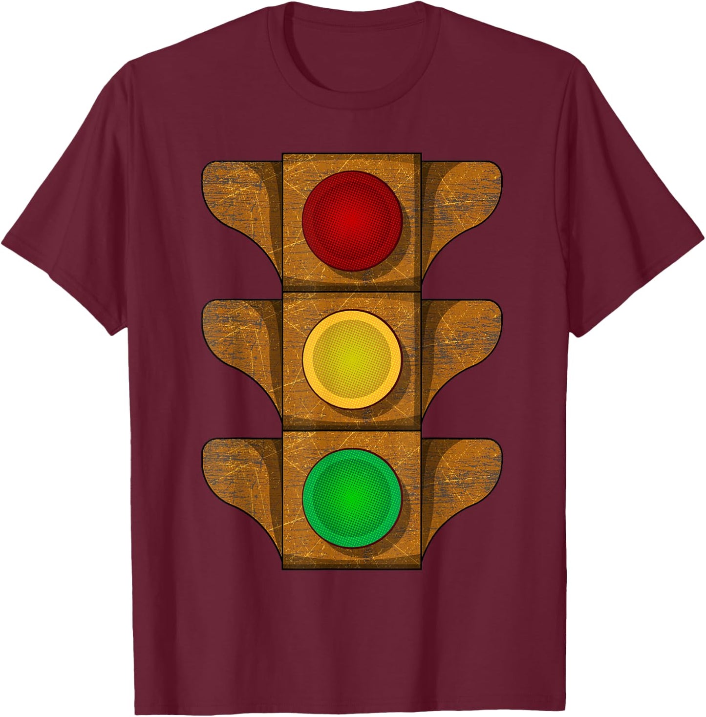 Traffic Light Vintage Rusty Stoplight Stop Go Caution Signal T-Shirt - T-Shirt | Maroon