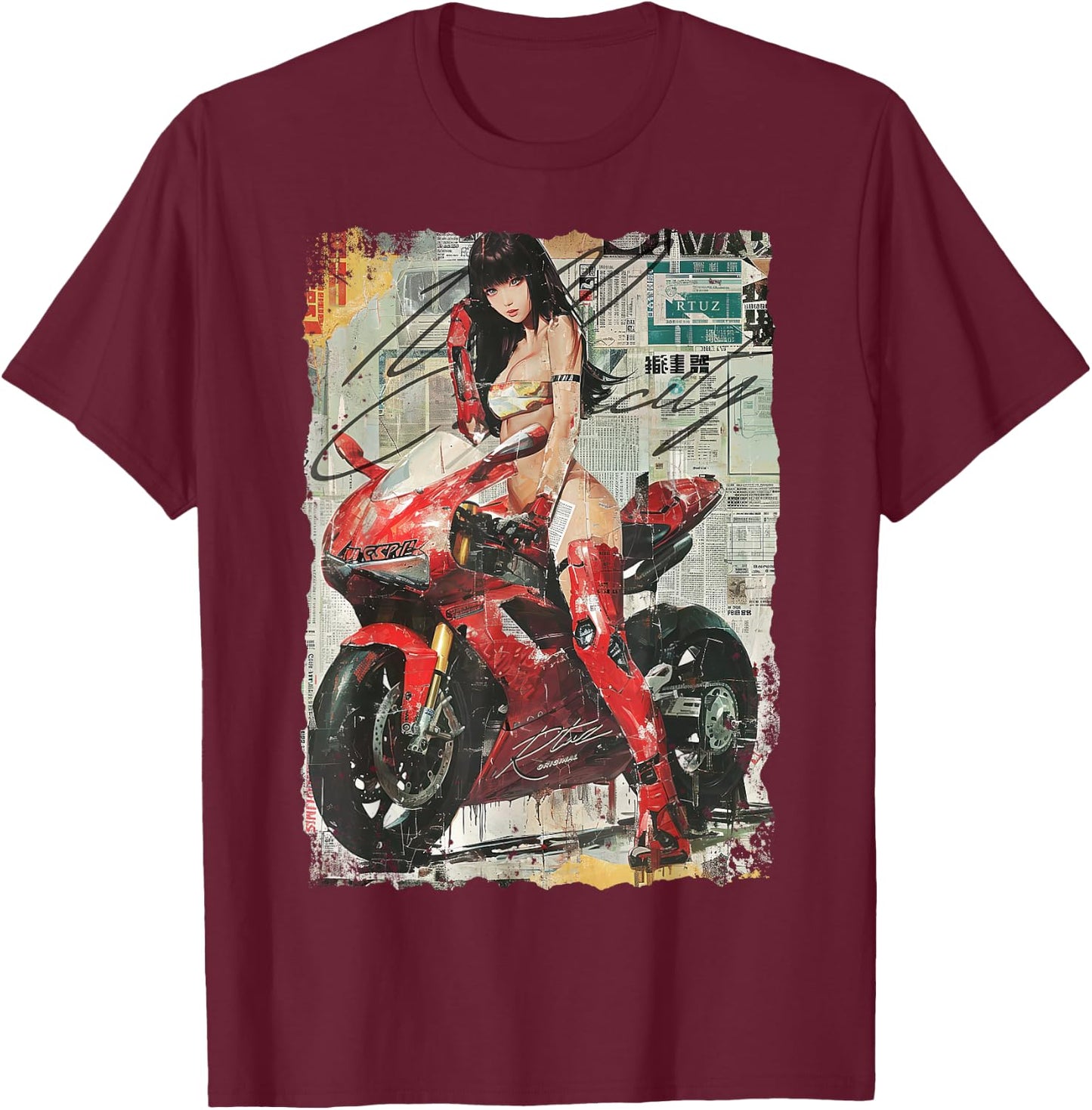 Supersport Bike Superbike Rennmotorrad Rennsport Motorrad T-Shirt - T-Shirt | Maroon