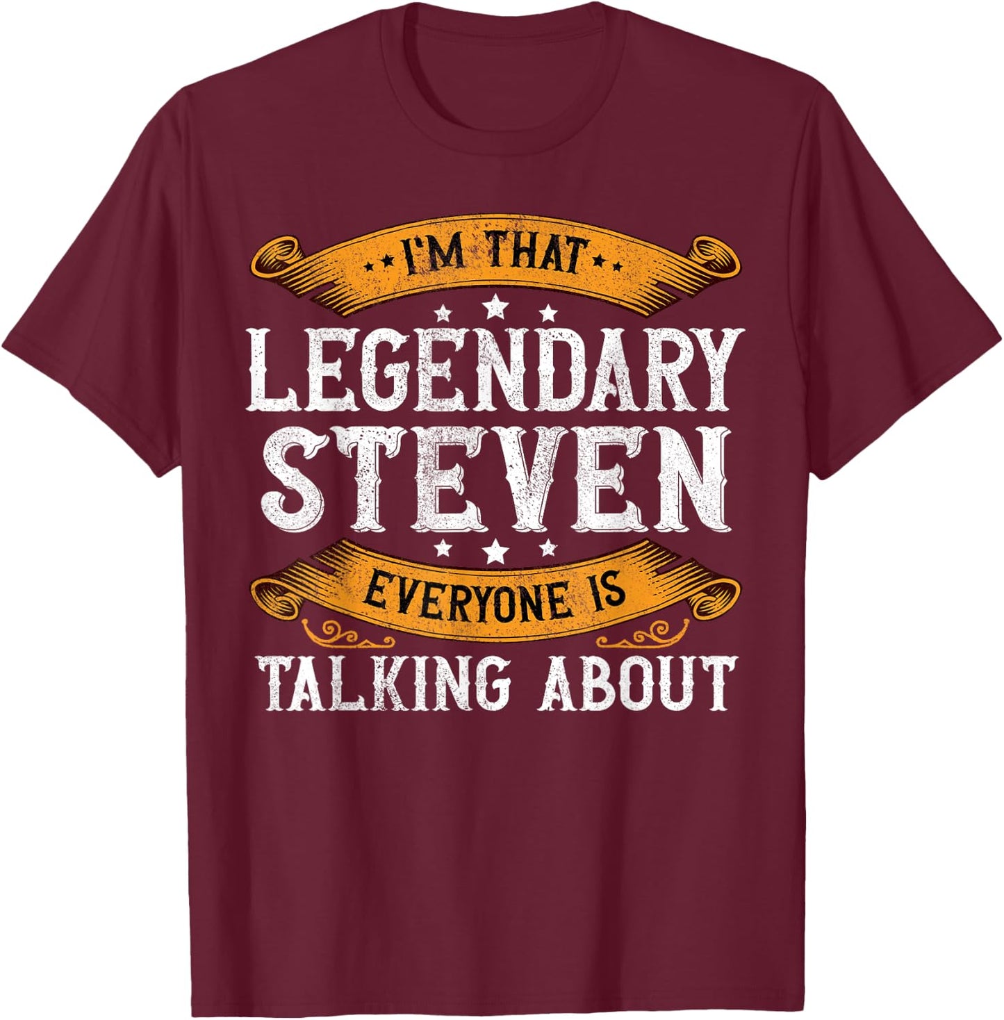 Steven Personal Name Funny Steven First Name T-Shirt - T-Shirt | Maroon