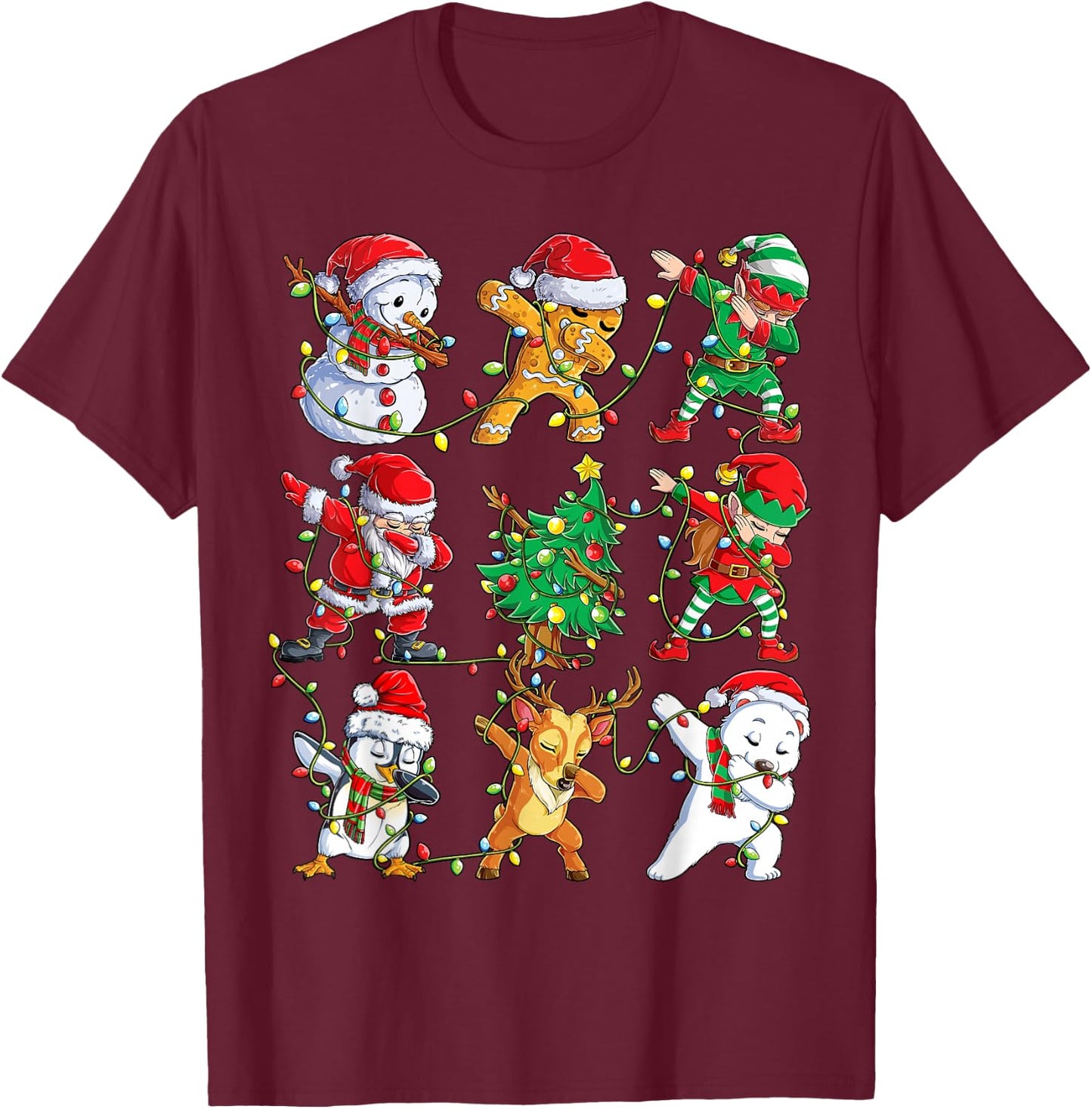 Christmas Dabbing Santa Elf Friends Boys Girls Men Xmas Dab T-Shirt - T-Shirt | Maroon