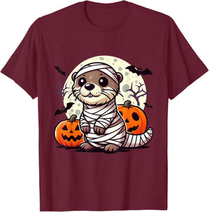 spooky Otter mummy T-Shirt - T-Shirt | Maroon
