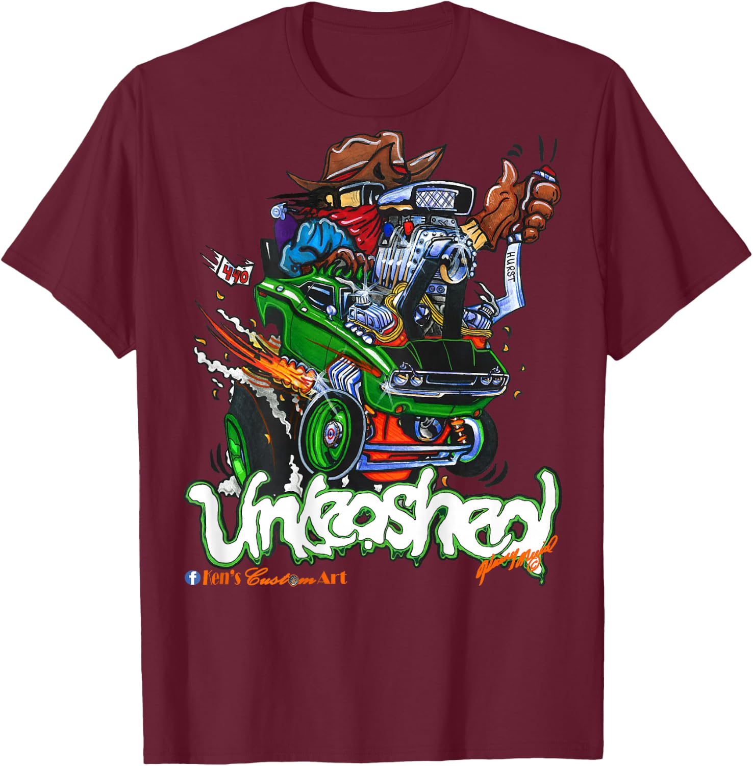 70 Challenger Unleashed Hotrod (Design on Back) T-Shirt - T-Shirt | Maroon