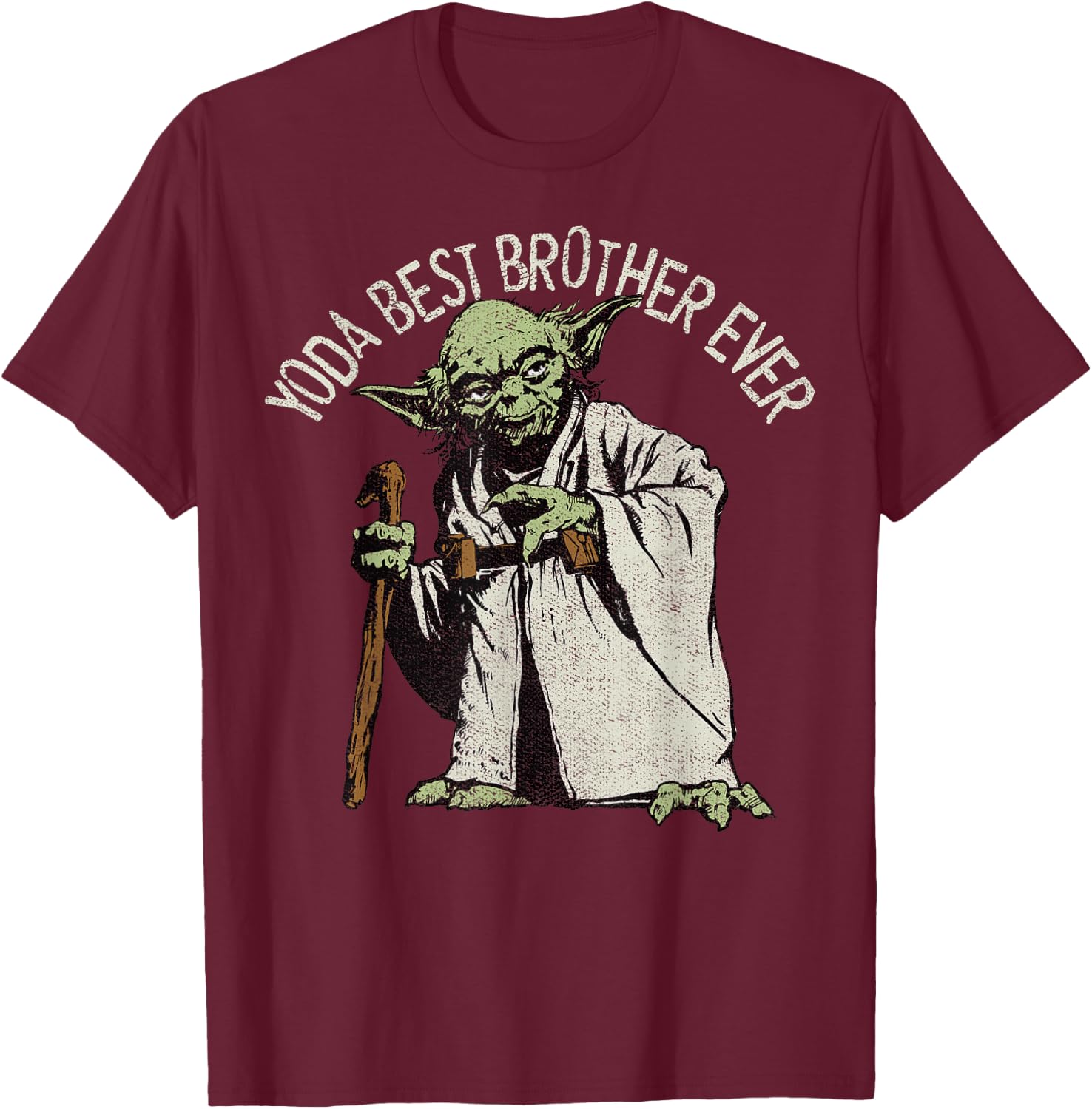 Star Wars Yoda Best Brother Ever Portrait T-Shirt - T-Shirt | Maroon