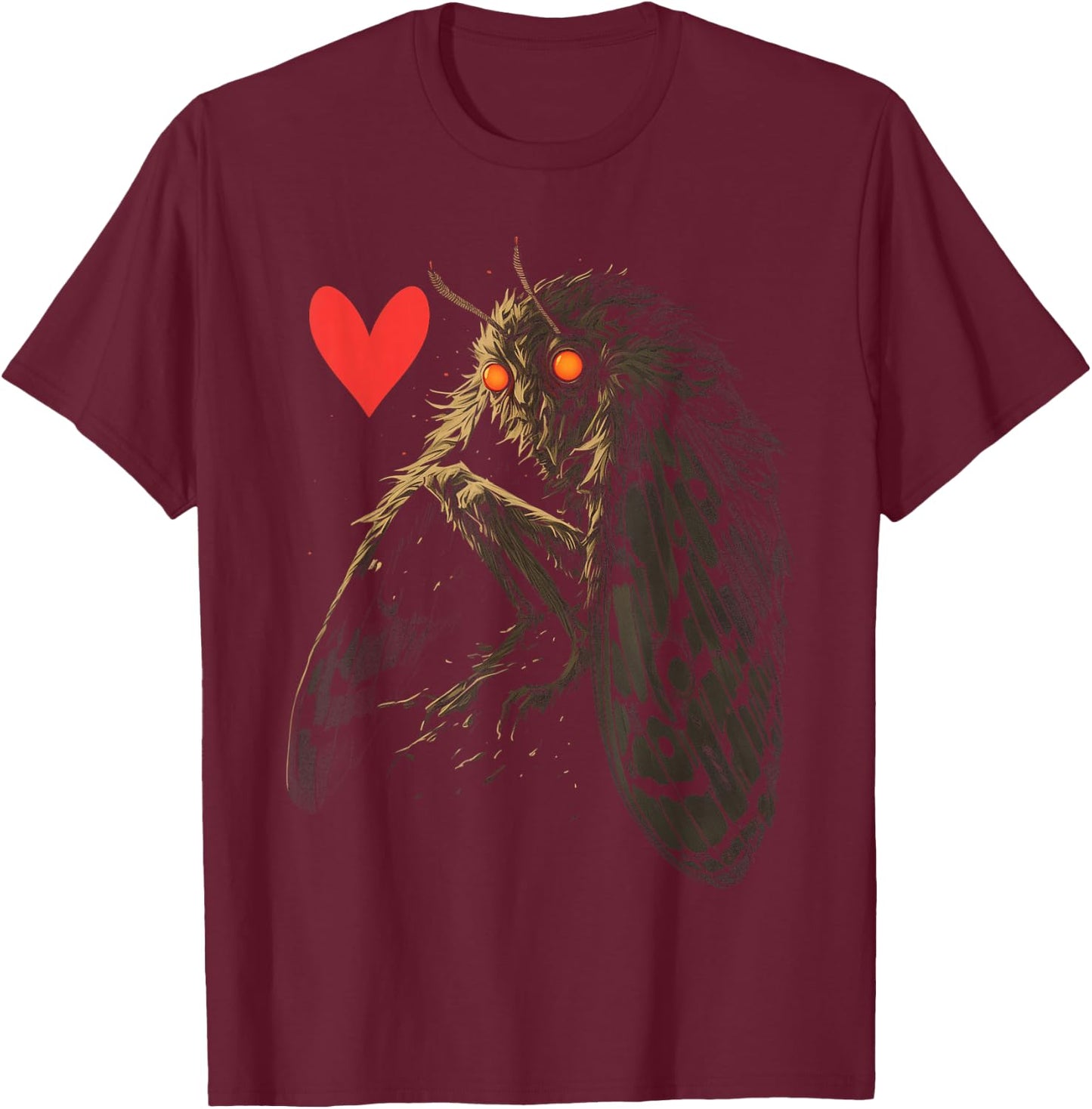 Mothman Love Cryptid West Virginia Cryptozoology Cryptidcore T-Shirt - T-Shirt | Maroon
