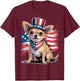 4th of July Chihuahua Dog American Flag Patriotic Women Men T-Shirt - T-Shirt | Maroon