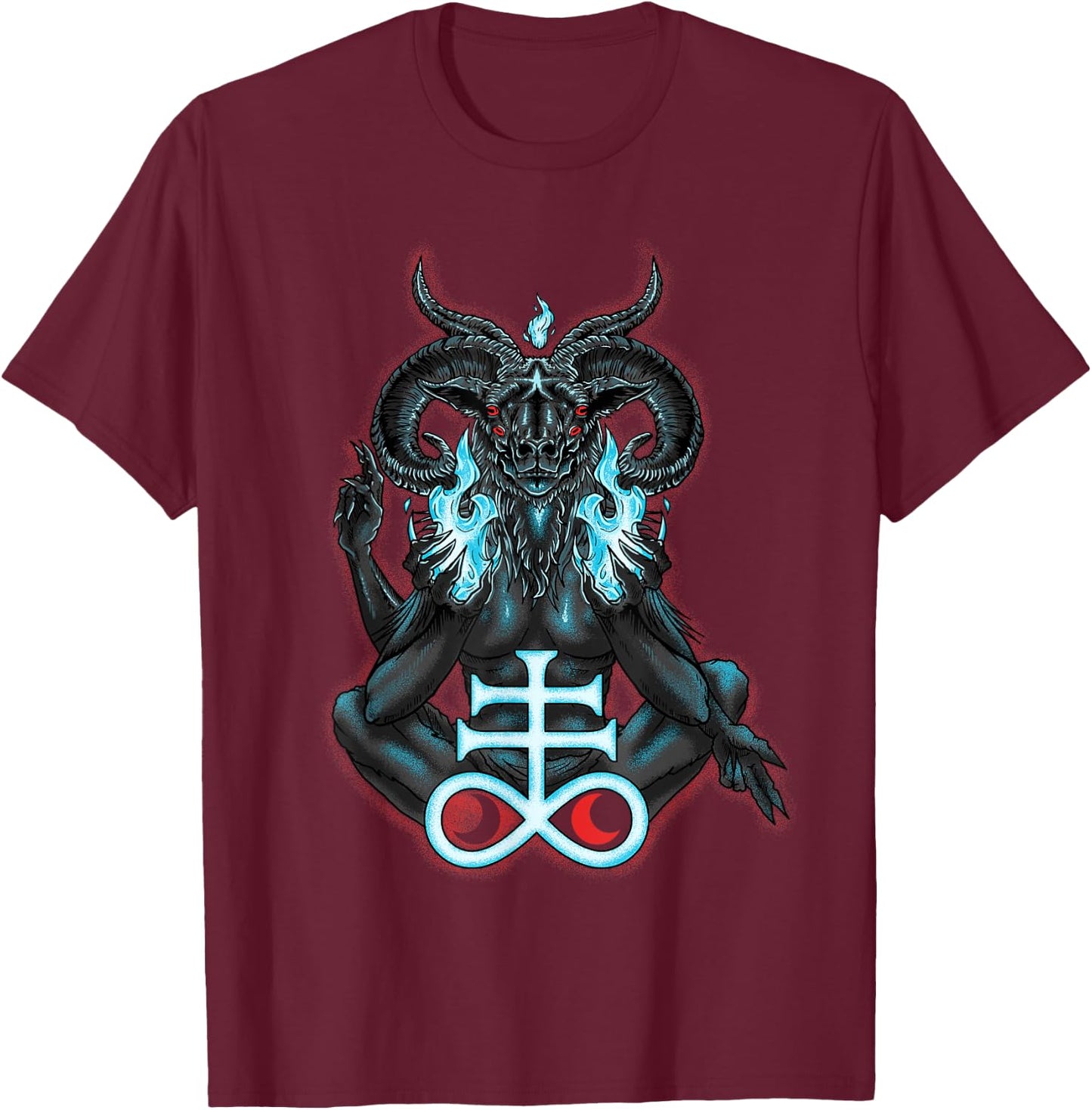 Sigil of Baphomet Satanic Lucifer T-Shirt - T-Shirt | Maroon