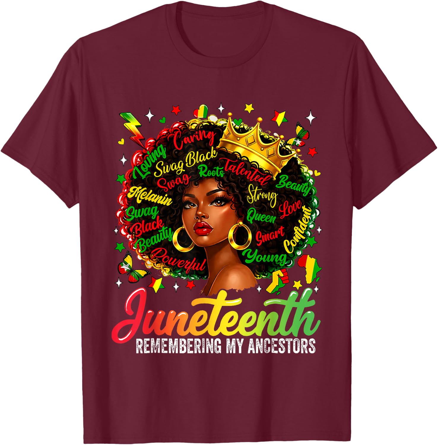 Juneteenth Remembering My Ancestors Black Women Juneteenth T-Shirt - T-Shirt | Maroon