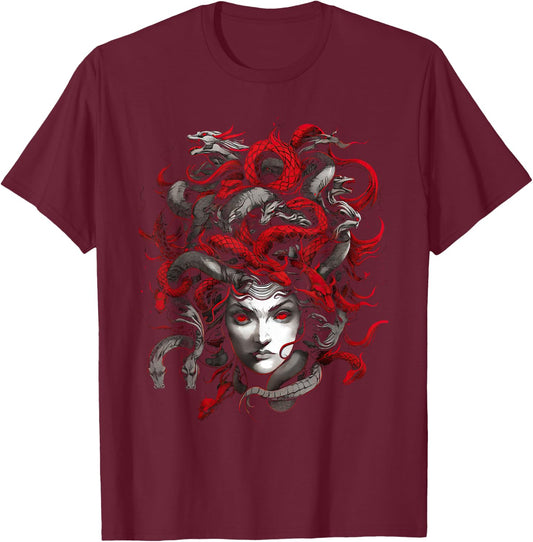Medusahead Greek Mythology Ancient Snake Hair T-Shirt - T-Shirt | Maroon