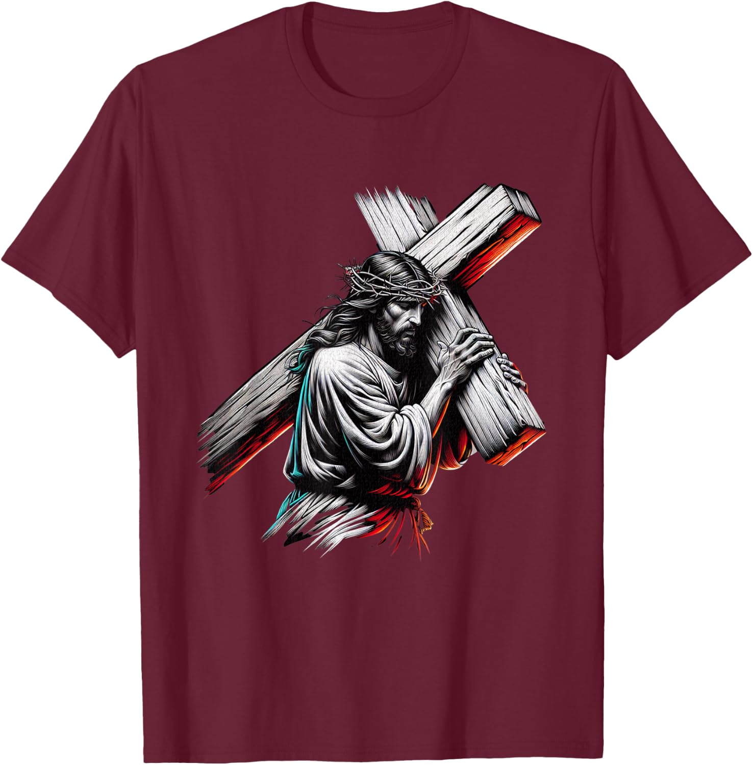 Jesus Believe The Way The Truth The Life , black T-Shirt - T-Shirt | Maroon