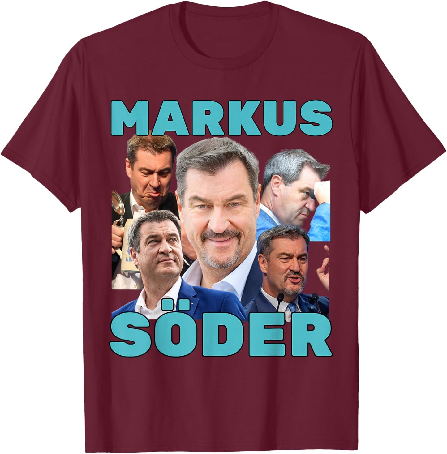 Markus Söder Fan Merch Blue , black T-Shirt - T-Shirt | Maroon