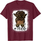 Titi Life Black Women Afro Messy Bun Leopard Mother's Day T-Shirt - T-Shirt | Maroon