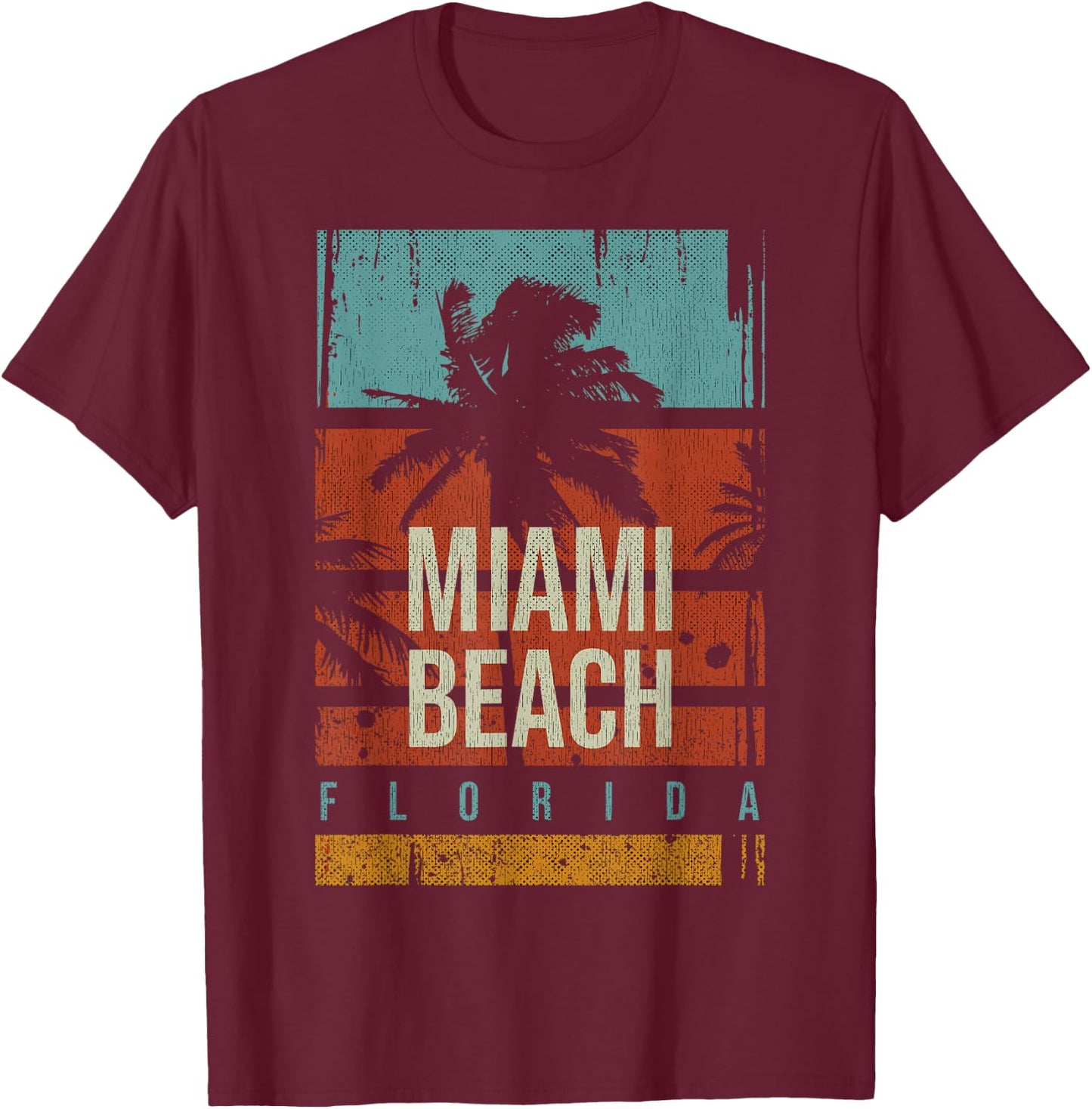 Miami Beach Urlaubssouvenir 80er Jahre Miami Beach T-Shirt - T-Shirt | Maroon