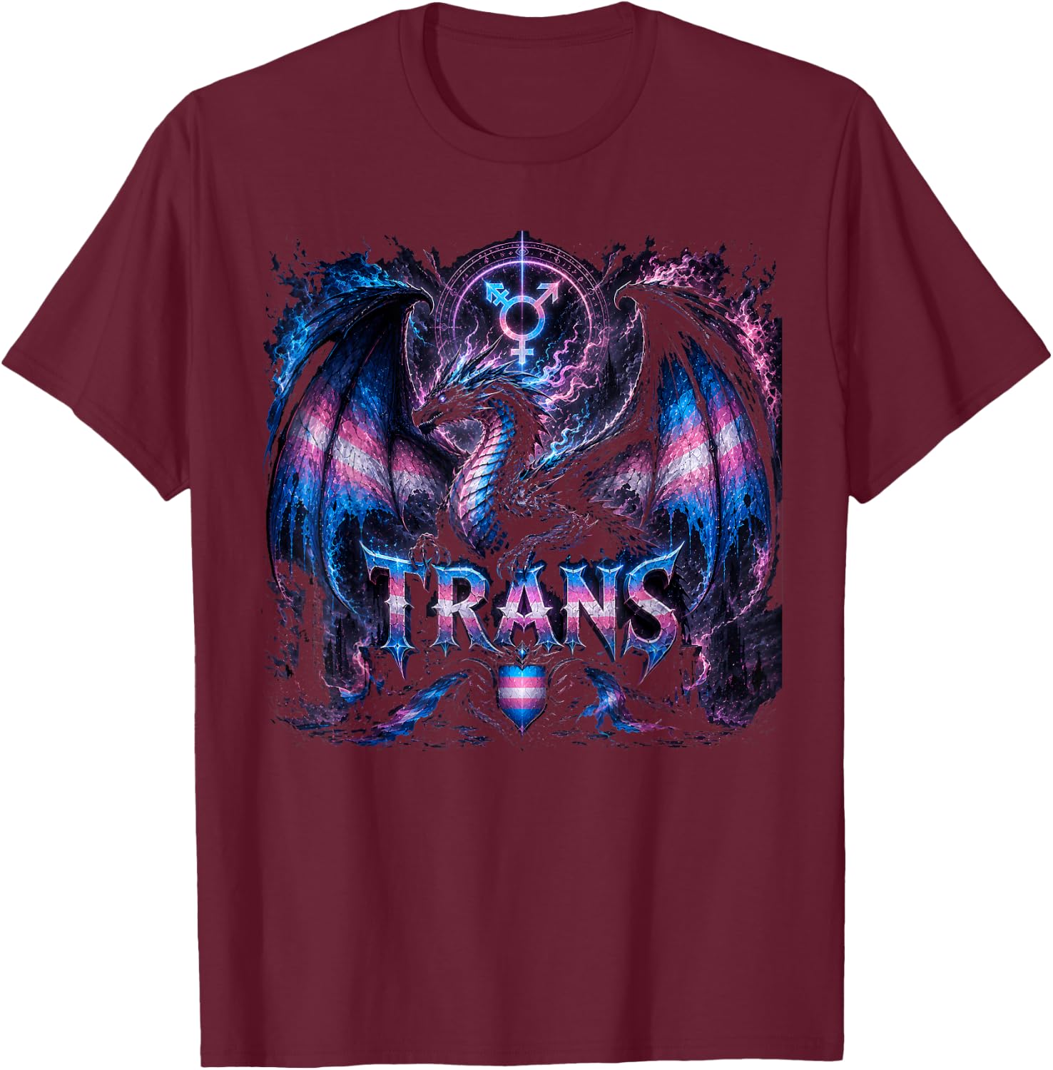 Trans Dragon Cute Fantasy Castle Tower Trans Rights Women T-Shirt - T-Shirt | Maroon