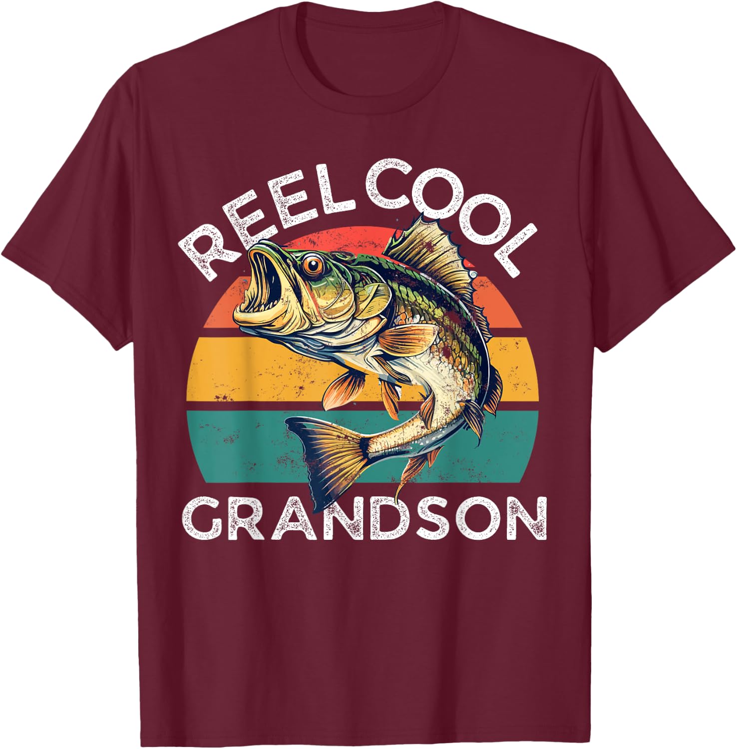 Fishing Reel Cool Grandson Fathers Day Funny Bass Son T-Shirt - T-Shirt | Maroon