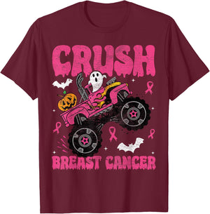 Crush Breast Cancer Awareness Monster Truck Halloween kids T-Shirt - T-Shirt | Maroon