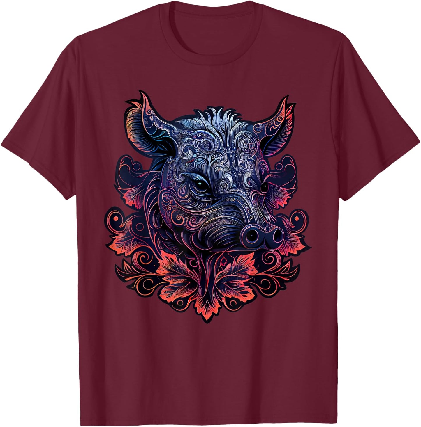 Chinese Lunar New Year Zodiac Pig Astrology Boar T-Shirt - T-Shirt | Maroon