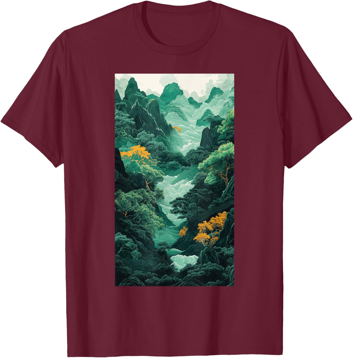 Jade Art Landscape Mountain landscape Nature art T-Shirt - T-Shirt | Maroon