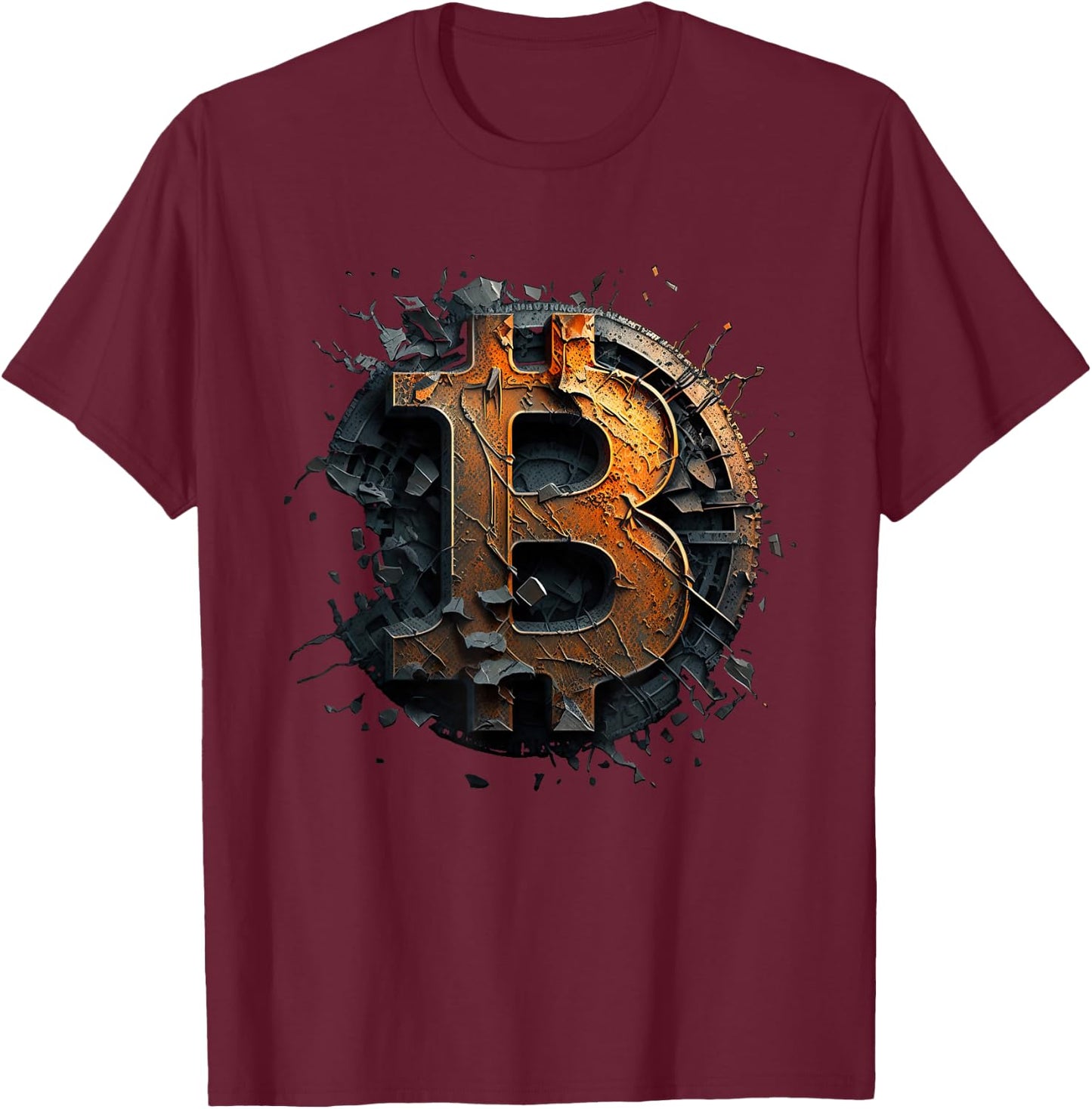 Bitcoin Design Vintage BTC Crypto and Bitcoin , black T-Shirt - T-Shirt | Maroon