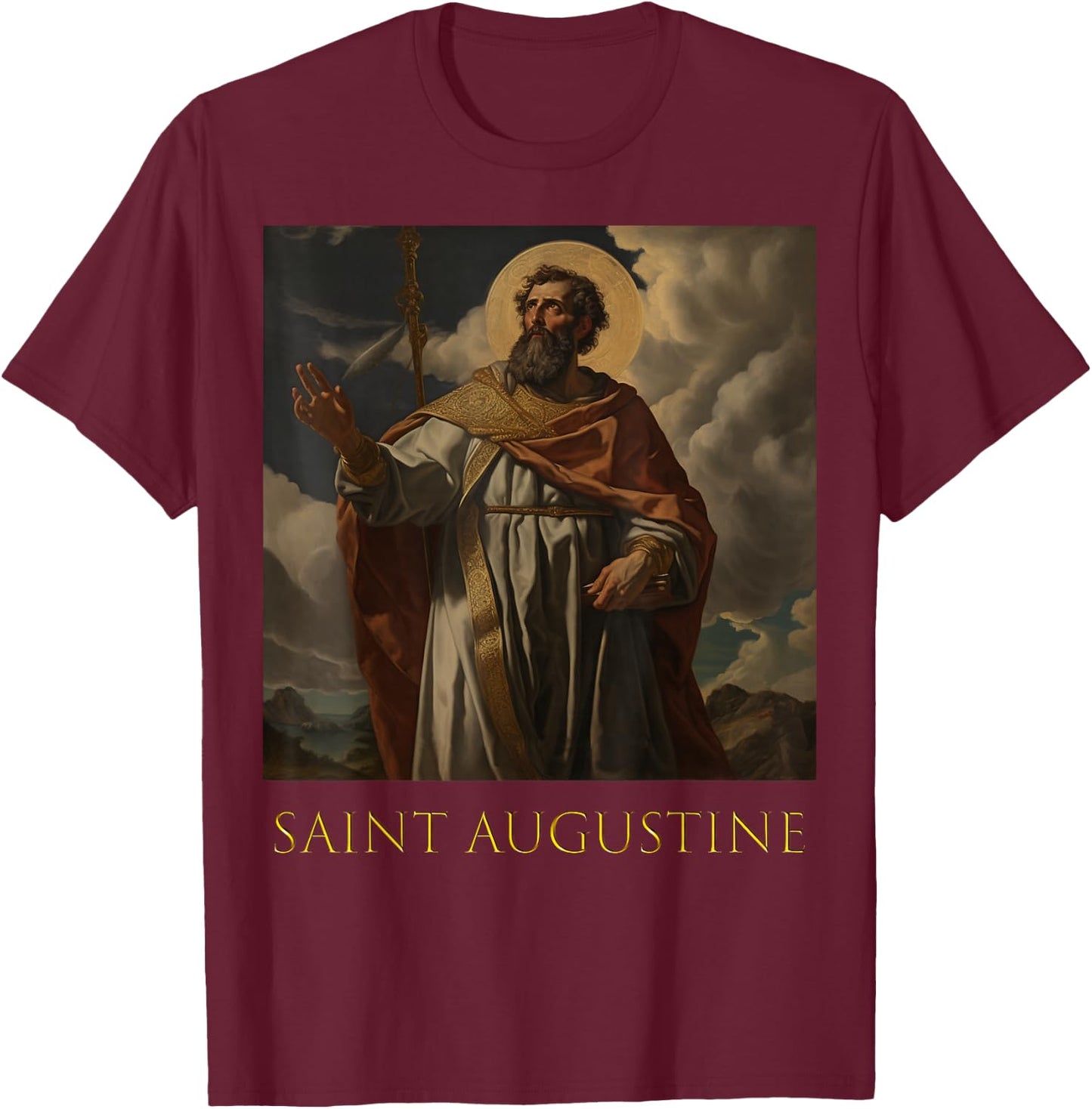 Christian Theologian of Saint Augustine, Bishop of Hippo T-Shirt - T-Shirt | Maroon