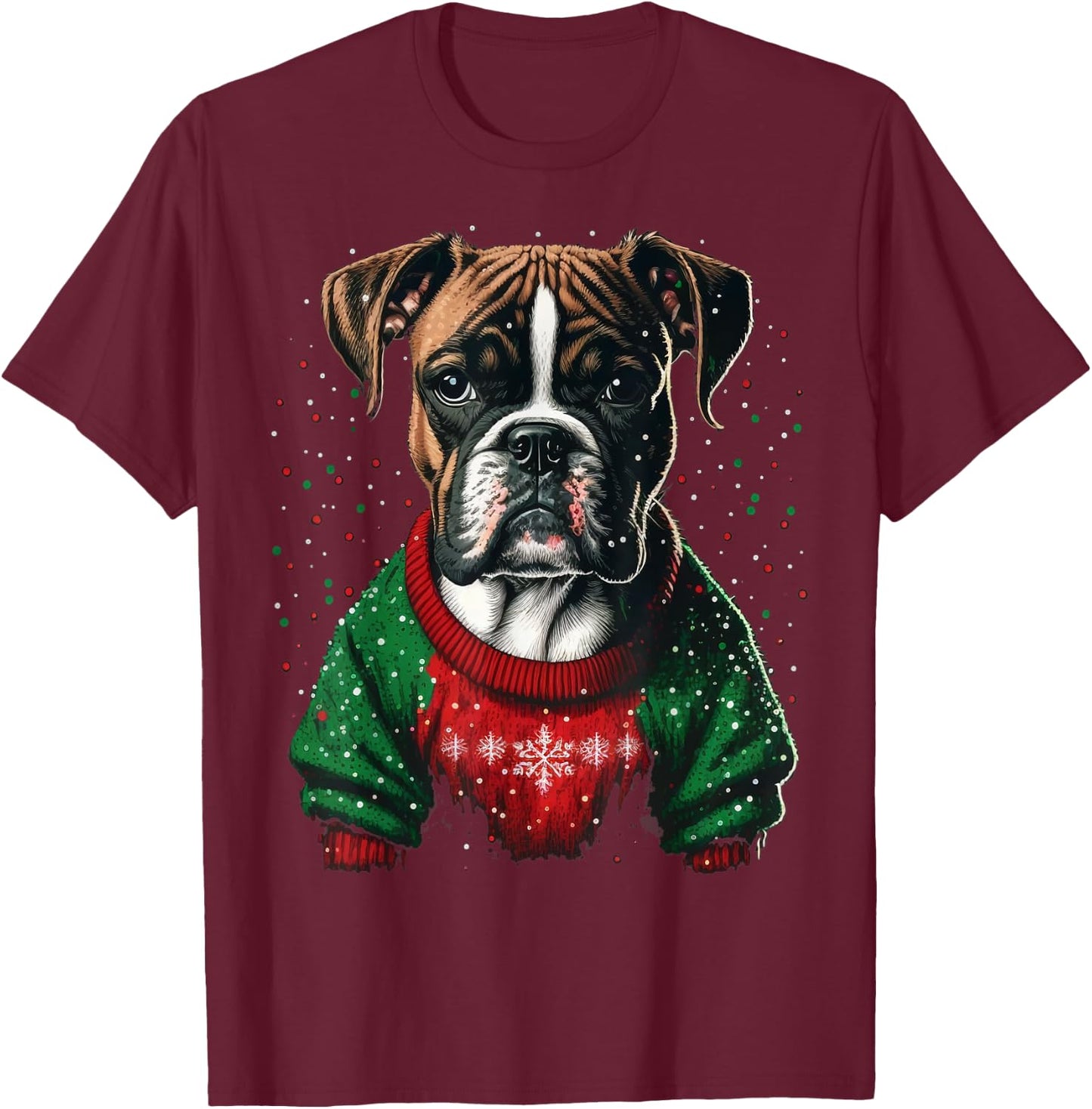 Xmas Boxer Dog Santa on Christmas Boxer Dog Women Kids T-Shirt - T-Shirt | Maroon