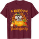 Happy Thanksgiving Maltese Dog Turkey Pumpkin T-Shirt - T-Shirt | Maroon