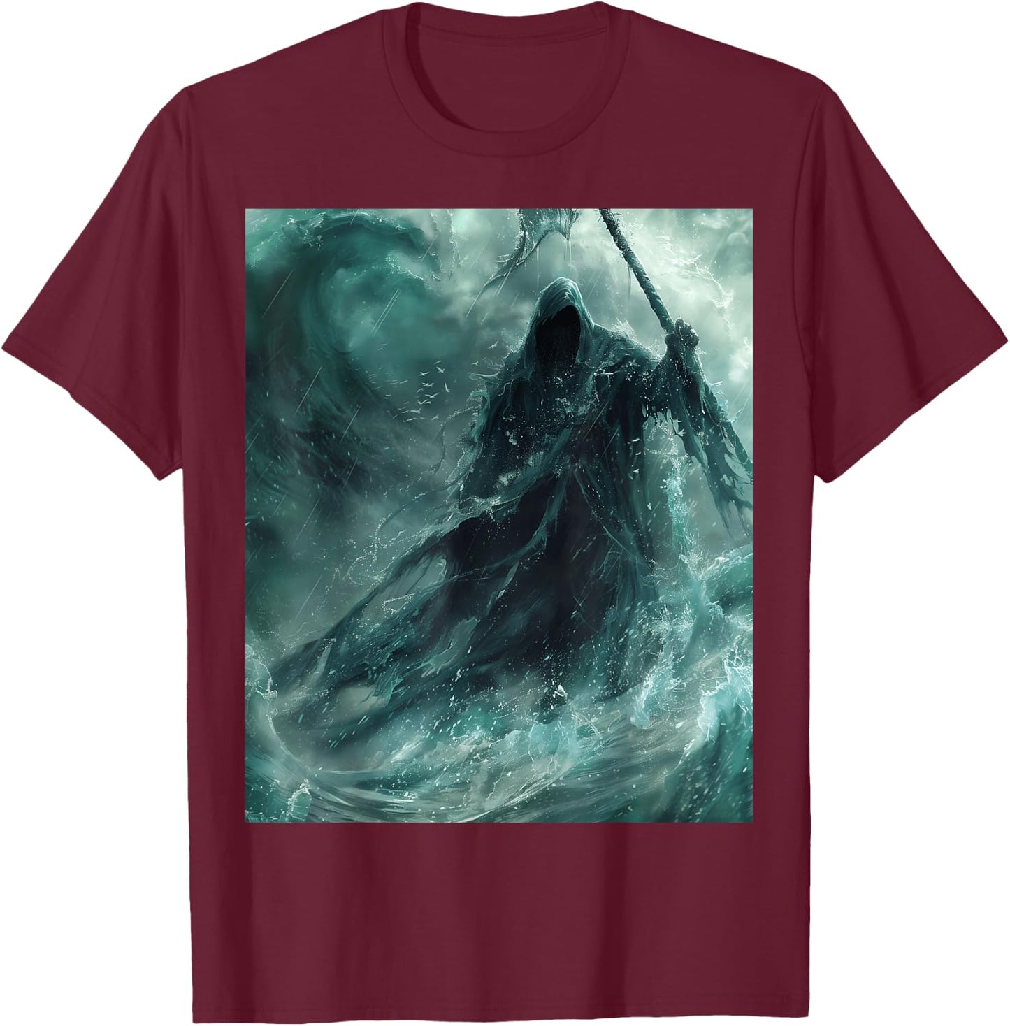 Mythical Grim Reaper by Storm T-Shirt - T-Shirt | Maroon