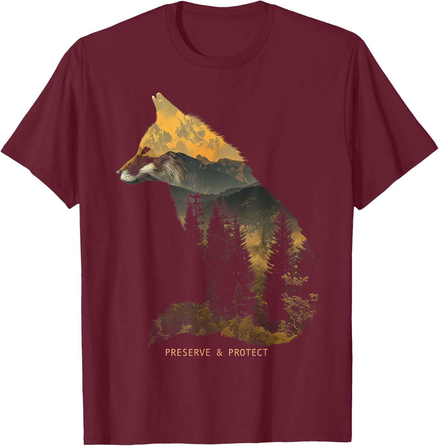 Fuchs Protect Preserve Hiking Camping Hunter Outdoor Nature T-Shirt - T-Shirt | Maroon
