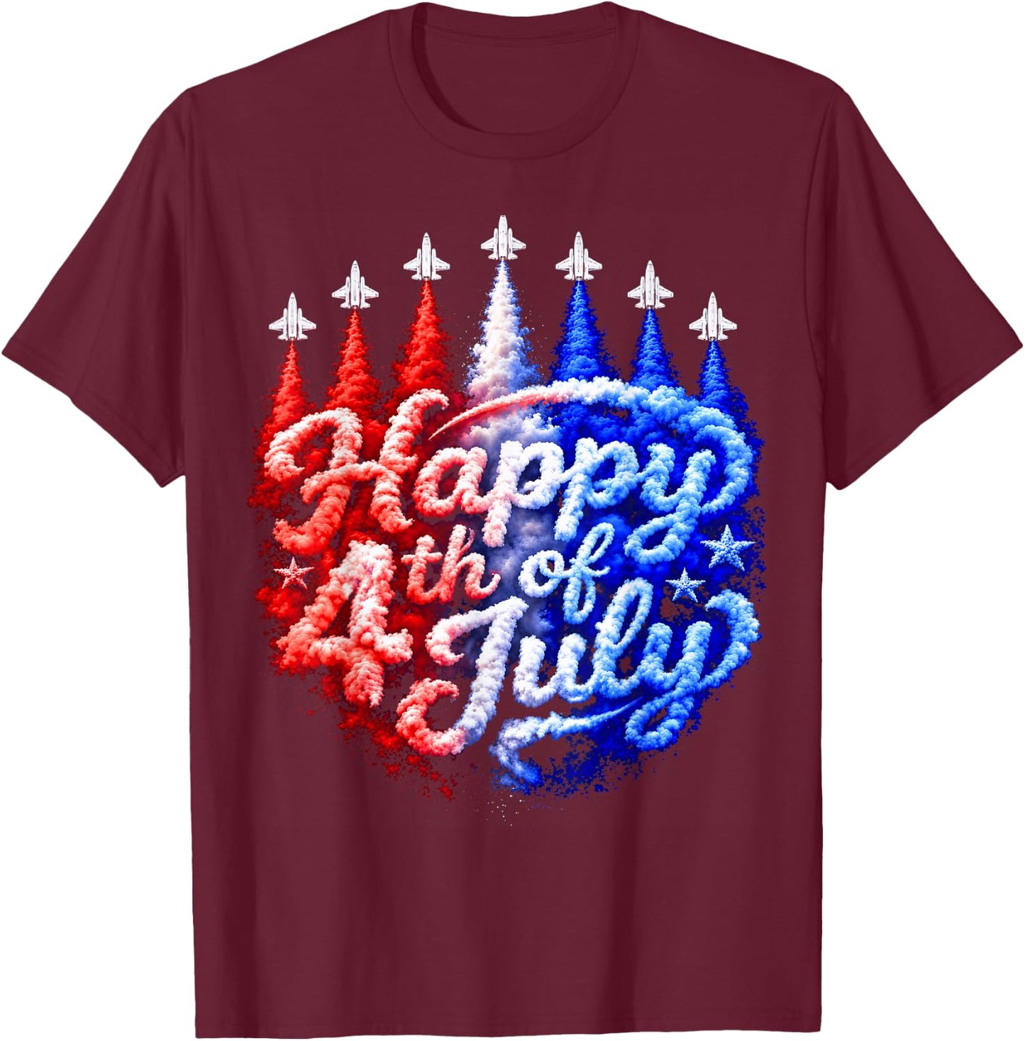 Fourth of July American Men Kids Happy 4th of July T-Shirt - T-Shirt | Maroon