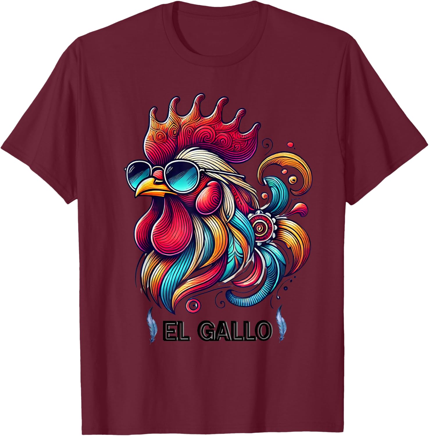 Mexican El Gallo Bingo Card Game traditional Rooster T-Shirt - T-Shirt | Maroon