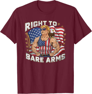 Right To Bare Arms 4th Of July Funny Gym Workout T-Shirt - T-Shirt | Maroon
